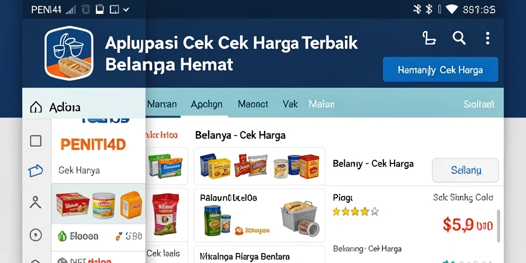 Tampilan antarmuka aplikasi PENITI4D untuk cek harga dengan berbagai fitur.