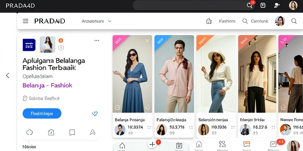Tampilan antarmuka aplikasi PRADA4D yang menarik dan fungsional untuk berbelanja fashion.
