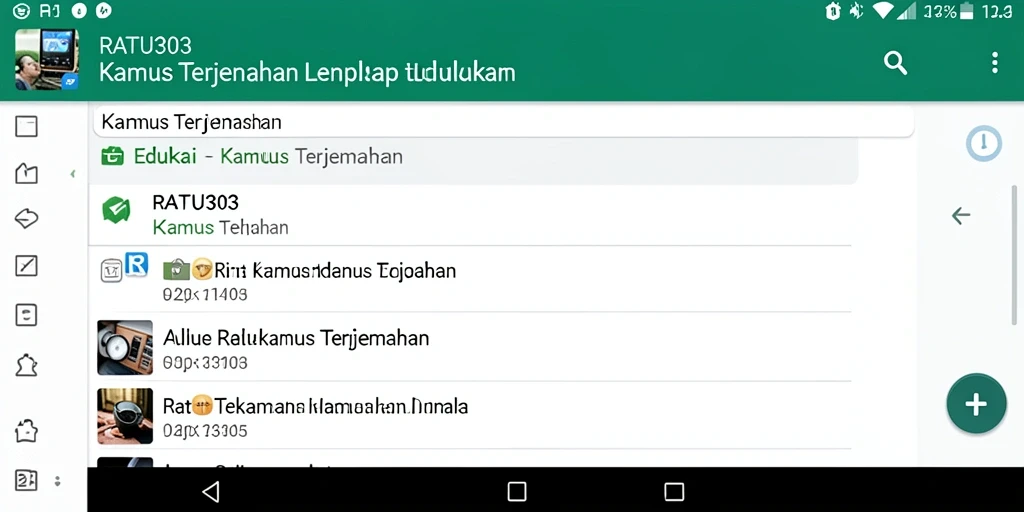 Tampilan antarmuka pengguna aplikasi Kamus Terjemahan RATU303.