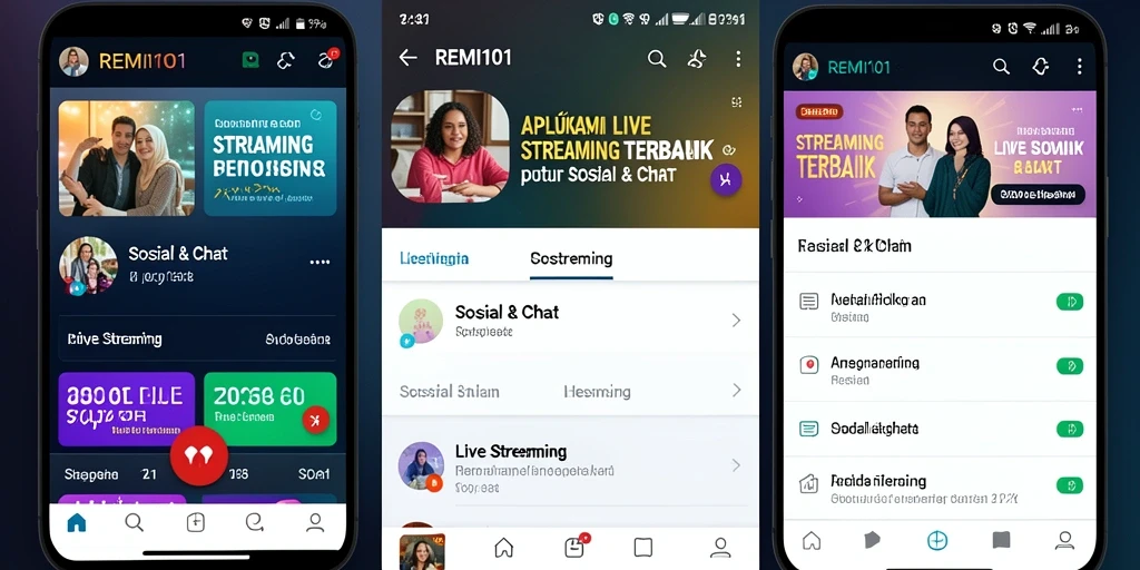 Tampilan antarmuka Live Streaming yang interaktif dan menarik dari REMI101.